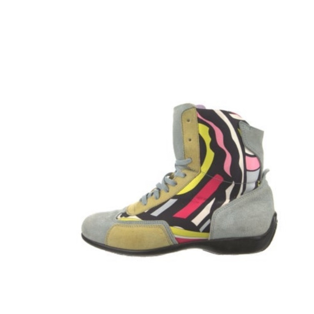 Emilio Pucci Gray and Pink High-Top Sneakers with Dynamic Design